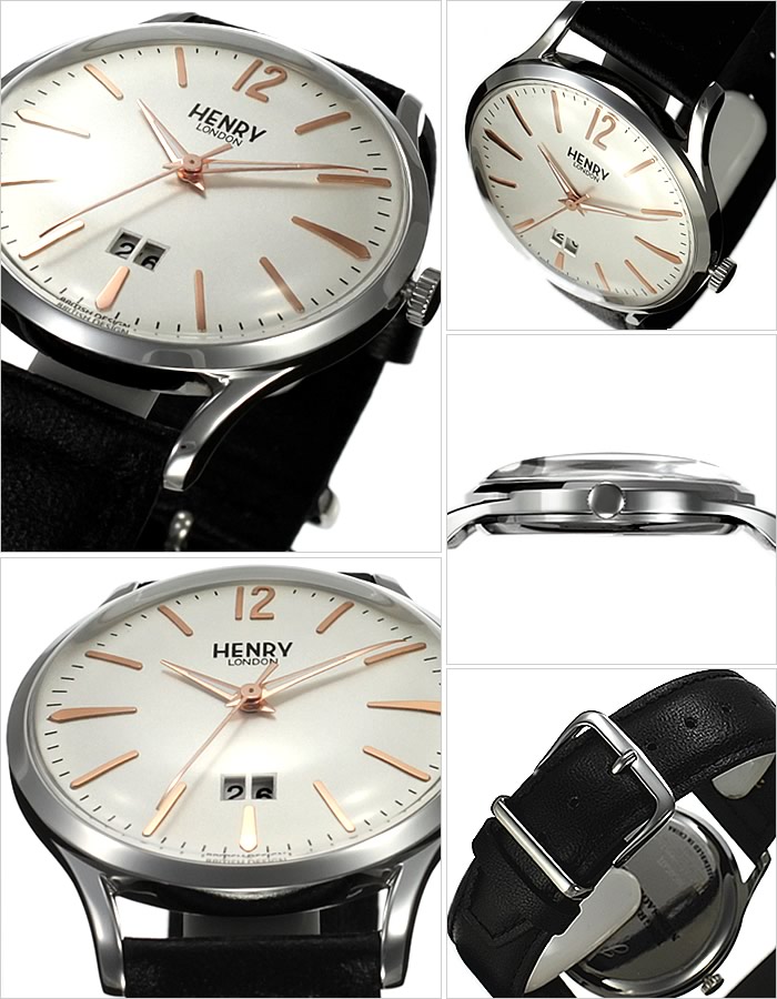 ヘンリーロンドン 腕時計 HENRYLONDON 時計 ヘンリー ロンドン HENRY LONDON ハイゲート メンズ レディース ホワイト HL41-JS-0067 ブランド アンティーク シンプル 革 レザー ベルト ブラック シルバー ギフト