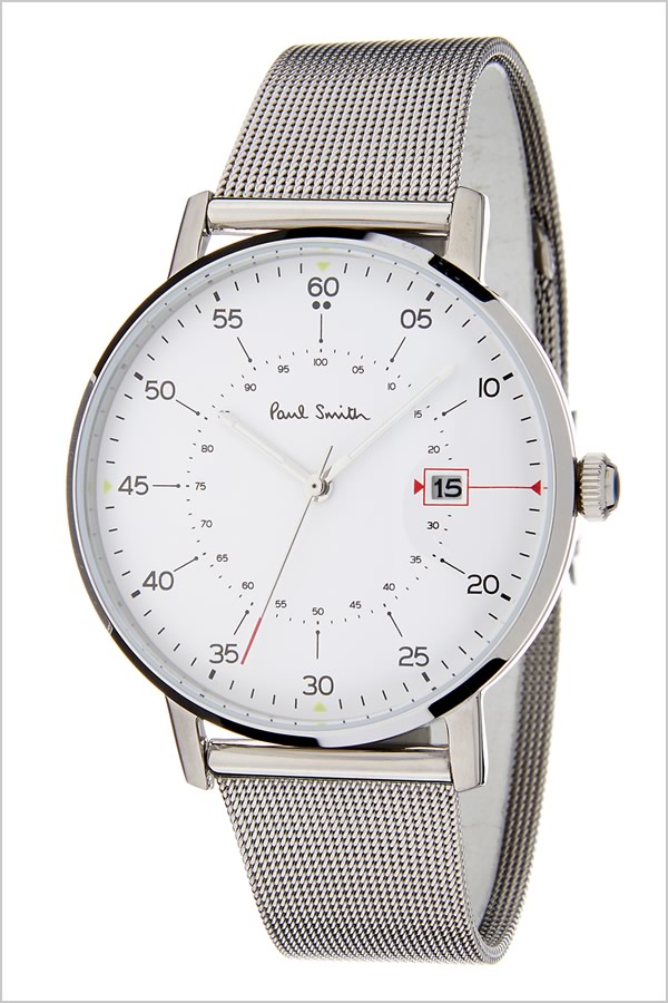 [当日出荷] ポールスミス 腕時計 PAULSMITH 時計 ポールスミス 時計 PAUL SMITH 腕時計 ゲージ GAUGE 41MM メンズ ホワイト P10075 新作 人気 高級 トレンド ブランド シンプル イギリス メタル ベルト メッシュ シルバー [ プレゼント ギフト 新生活 ]