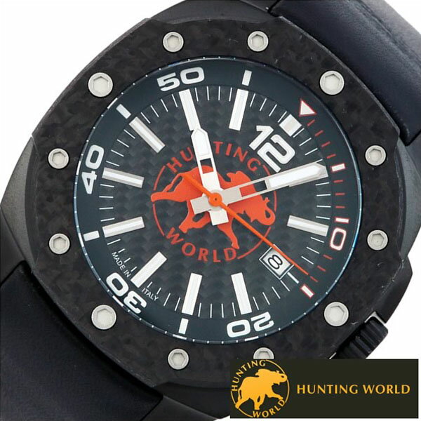 [あす楽]ハンティングワールド 腕時計 HUNTINGWORLD 時計 ハンティング ワールド 時計 HUNTING WORLD 腕時計 タフエレファント TOUGH ELEPANT メンズ ブラック HW026OR 人気 防水 革 機械式 自動巻き レザー オレンジ カーボン 送料無料[ プレゼント ギフト 新春 2020 ]