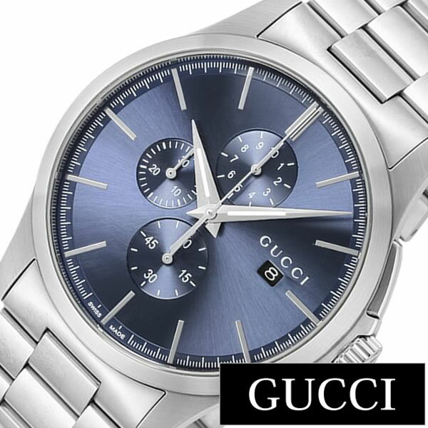 グッチ 腕時計 GUCCI 時計 グッチ 時計 GUCCI 腕時計 Gタイムレスクロノ G Timeless Chrono メンズ ブルー YA126273 人気 ブランド 防水 高級 メタル ベルト シルバー 彼氏 旦那 夫 息子 プレゼント ギフト 新生活 新社会人 父の日