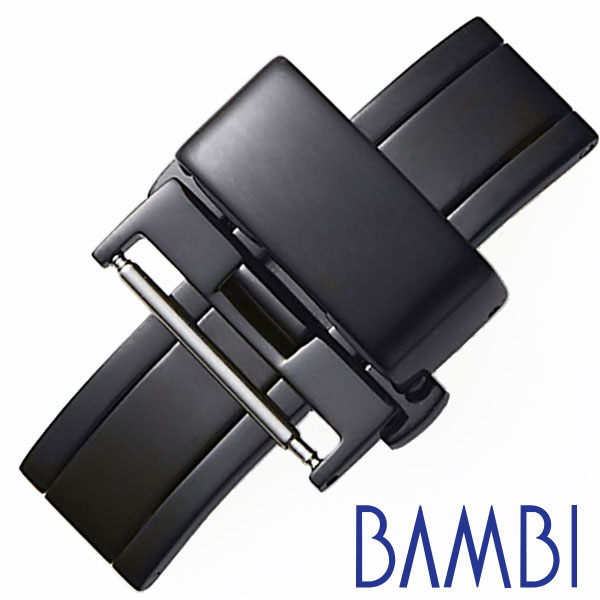 F, H, W - BAMBI Dバックル バンビ 腕時計用バックル 観音プッシュ式 ベルト幅:18mm対応 メンズ レディース ZB010P 付け替え 簡単 ブラック レザーベルト用 革ベルト 両開き バックル 時計ベルト オシャレ プレゼント ギフト