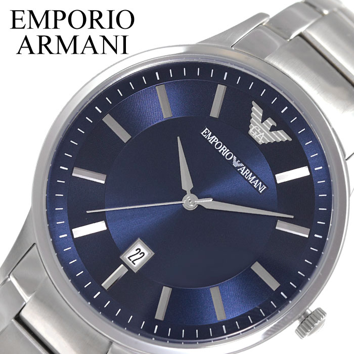 エンポリオ・アルマーニ 腕時計（メンズ） EMPORIO ARMANI 腕時計 エンポリオ アルマーニ 時計 レナート Renato メンズ 腕時計 ブルー AR11180 人気 ブランド ファッション おしゃれ カジュアル フォーマル スーツ ビジネス カレンダー シンプル プレゼント ギフト 新社会人 父の日