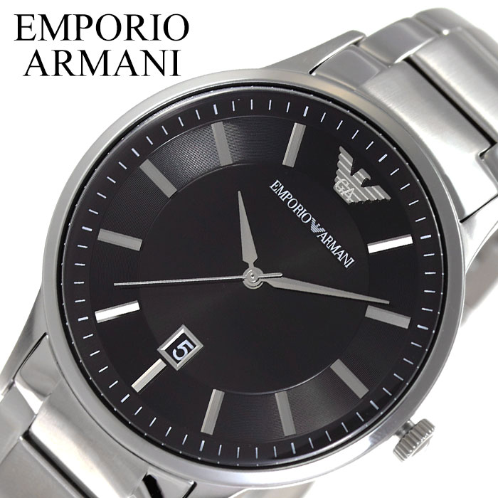 EMPORIO ARMANI 腕時計 エンポリオ アルマーニ 時計 レナート Renato メンズ 腕時計 ブラック AR11181 人気 ブランド ファッション おしゃれ カジュアル フォーマル スーツ ビジネス カレンダー シンプル プレゼント ギフト 新社会人 父の日