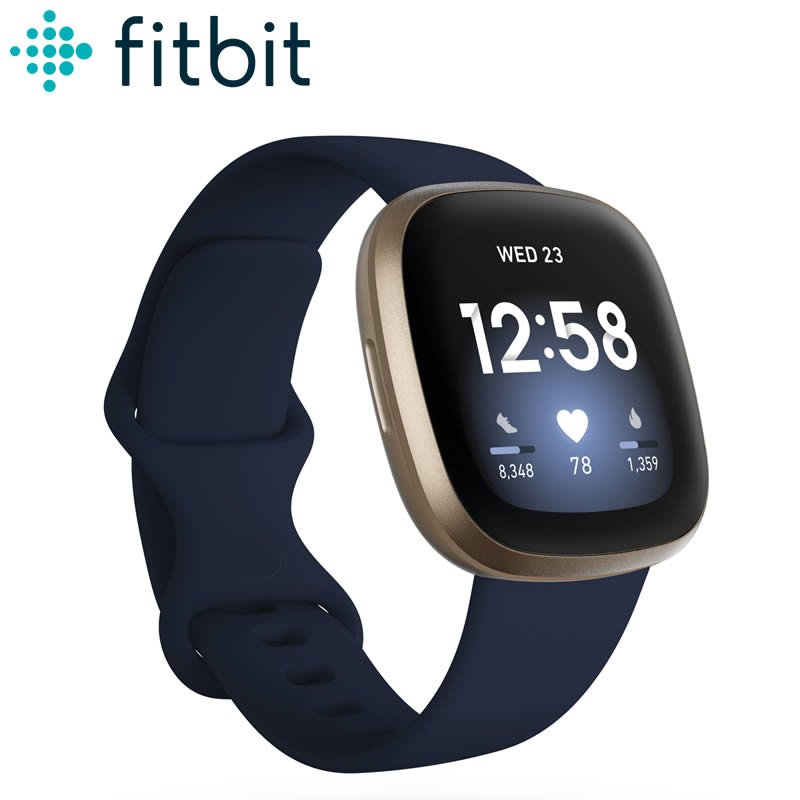 FITBIT 腕時計 フィットビット 時計 ヴァーサ Versa3 ユニセックス ゴールドケース FB511GLNV 人気 ブランド 正規品 防水 スマートウォッチ スポーツ ランニング アクティブ マラソン 筋トレ トレーニング ジム フィットネス 水泳 プール 健康管理 健康 プレゼント