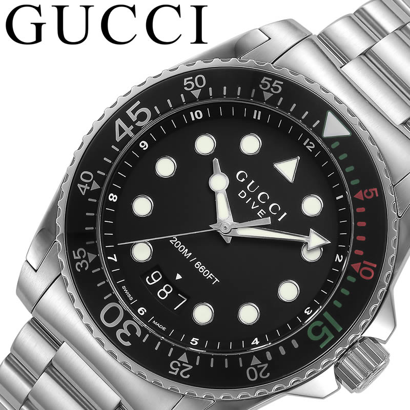 GUCCI 腕時計 グッチ 時計 ダイブ DIVE メンズ 腕時計 ブラック YA136208A 人気 おすすめ 高級 ブランド 大人 かっこいい メタル ベルト クラシック フォーマル ドレス ビジネス 就職 仕事 彼氏 恋人 ギフト プレゼント 新社会人 旅行 クリスマス