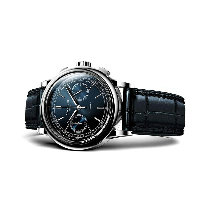 腕時計専門店ハイブリッドスタイルのコーニッシュ 腕時計 CORNICHE 時計 ヘリテージ・クロノグラフ Heritage Chronograph メンズ ネイビーブルー ハイブリッド ムーブメント メカクォーツ セイコー 製 Seiko VK64 CW-HC-BL 人気 おすすめ おしゃれ ブランド プレゼント ギフト｜アングル3