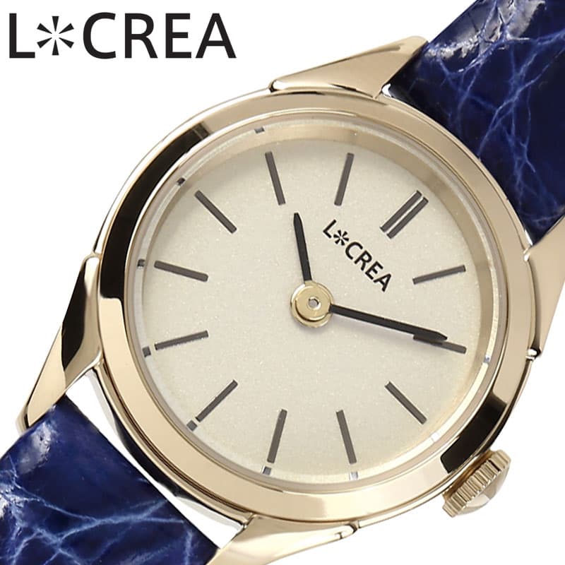 ルクレア[LCREA]静かな午後の、腕時計。イタリア語の光 ”LUCE” と創造 "CREATION" を掛け合わせたブランド《L＊CREA》。その全てのモデルにソーラームーブメントを採用しており、モダンからクラシックまで様々なコーディネートに似合デザイン。女性らしさと高級感、そしてヴィンテージの時計のような佇まい。手元にエレガンスを加えてくれる腕時計。時計らしさが、見易さとどんな場面にも調和する安心感を与えてくれます。繊細な縁、微妙なニュアンスのケースの段差がフェミニンな雰囲気も備えています。スタンダードなデザインの【RONDE（ロンド）】。どんなスタイルにもマッチするベーシックなでデザインが特徴です。型番LC2001-GPCBLケース材質：ステンレススチールサイズ約：縦27×横21.2mm×厚：6.4mmベルト幅：10mmベルト材質：本ワニ革カラー：ブルーベルト腕周り最少：13cmベルト腕周り最大：17cmムーブメントソーラー クォーツ (電池式)機能風防：ミネラルガラス表示タイプ：アナログ防水機能防水性：日常生活防水付属品LCREA純正BOX保証書取扱説明書※説明書・保証書に関して入荷時期により仕様、内容が一部異なる場合がございます。予めご了承をお願い致します。また、ブランドにより説明書兼保証書が付属する場合がございます。予めご了承をお願い致します。この商品のお問い合わせ番号HSR-item-69651メーカー希望小売価格はメーカーサイトに基づいて掲載していますルクレア[LCREA]静かな午後の、腕時計。イタリア語の光 ”LUCE” と創造 "CREATION" を掛け合わせたブランド《L＊CREA》。その全てのモデルにソーラームーブメントを採用しており、モダンからクラシックまで様々なコーディネートに似合デザイン。女性らしさと高級感、そしてヴィンテージの時計のような佇まい。手元にエレガンスを加えてくれる腕時計。時計らしさが、見易さとどんな場面にも調和する安心感を与えてくれます。繊細な縁、微妙なニュアンスのケースの段差がフェミニンな雰囲気も備えています。スタンダードなデザインの【RONDE（ロンド）】。どんなスタイルにもマッチするベーシックなでデザインが特徴です。 型番LC2001-GPCBLケース材質：ステンレススチールサイズ約：縦27×横21.2mm×厚：6.4mmベルト幅：10mmベルト材質：本ワニ革カラー：ブルーベルト腕周り最少：13cmベルト腕周り最大：17cmムーブメントソーラー クォーツ (電池式)機能風防：ミネラルガラス表示タイプ：アナログ防水機能防水性：日常生活防水付属品LCREA純正BOX保証書取扱説明書※説明書・保証書に関して入荷時期により仕様、内容が一部異なる場合がございます。予めご了承をお願い致します。また、ブランドにより説明書兼保証書が付属する場合がございます。予めご了承をお願い致します。