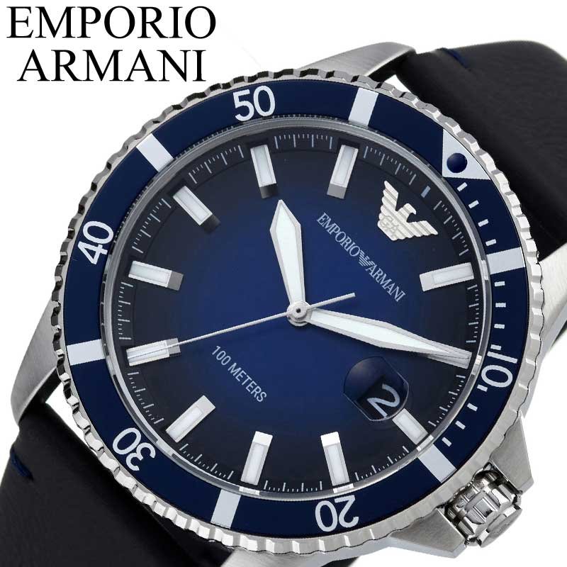 エンポリオ・アルマーニ 腕時計（メンズ） 【10%OFF 3113円引】エンポリオ アルマーニ 腕時計 EMPORIO ARMANI 時計 ダイバー DIVER メンズ ブラック 男性 仕事 ビジネス オフィス スーツ 誕生日 記念日 贈り物 就活 就職活動 就職祝い 入学祝い 卒業祝い レザー 革 革ベルト AR11516 ブランド プレゼント ギフト