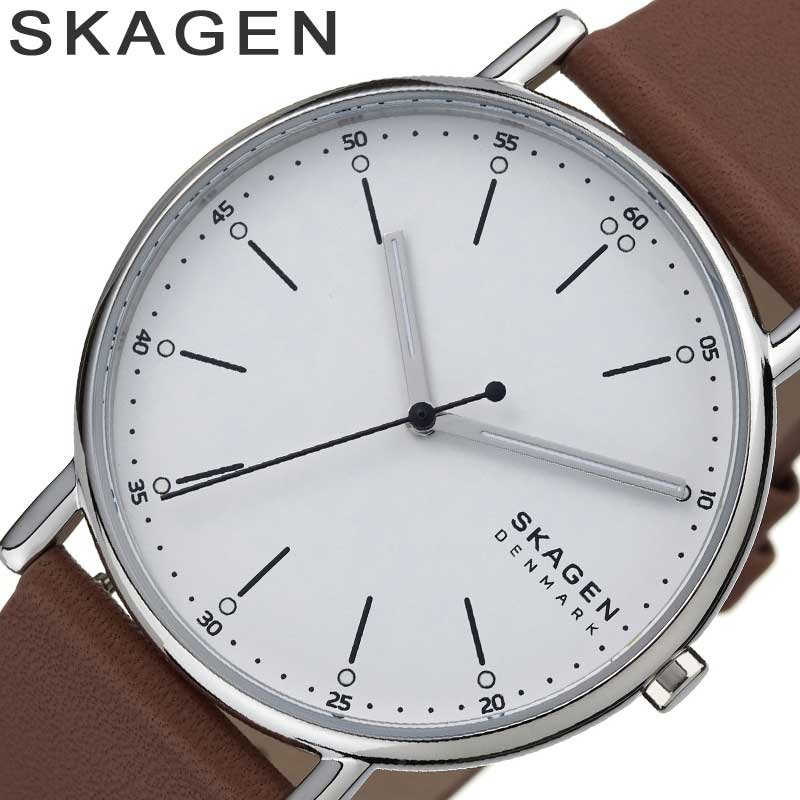 スカーゲン 腕時計（メンズ） スカーゲン 腕時計 SKAGEN 時計 シグネチャー SIGNATUR メンズ ホワイト 男性 仕事 ビジネス オフィス スーツ 誕生日 記念日 贈り物 就活 就職祝い 入学祝い 卒業祝い シンプル 薄型 軽い レザー 革 革ベルト SKW6903 人気 おすすめ おしゃれ ブランド プレゼント ギフト