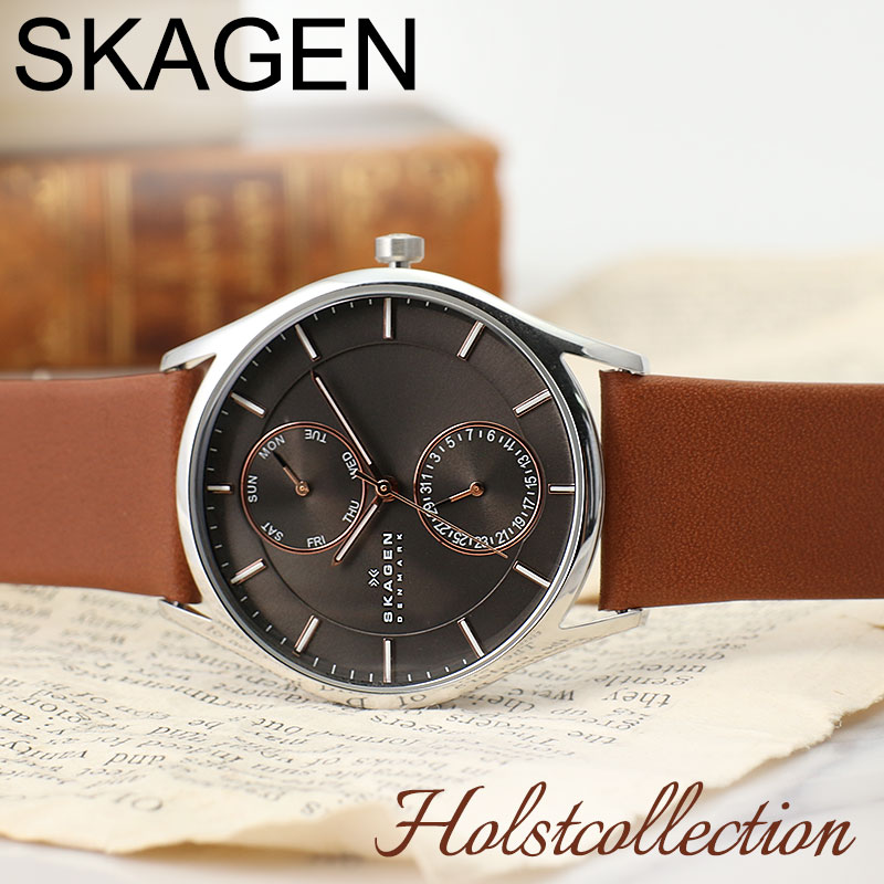 スカーゲン 腕時計（メンズ） スカーゲン 時計 SKAGEN 腕時計 スカーゲン時計 スカーゲン腕時計 ホルスト メンズ 男性 向け グレー ローズゴールド おすすめ 北欧 革ベルト レザー 薄型 軽量 ビジネス 仕事 スーツ カレンダー 恋人 彼氏 夫 家族 友達 記念日