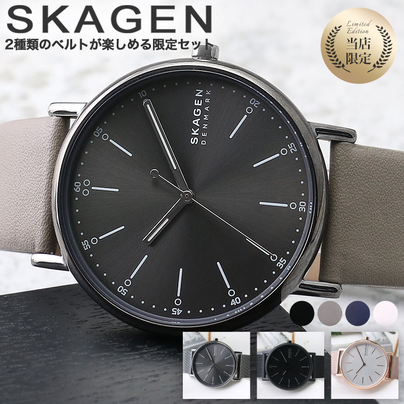 【2種類のベルトがセット】当店限定 スカーゲン メンズ 時計 SKAGEN 腕時計 SIGNATUR 男性 プレゼント ギフト おすすめ 定番 シンプル ..