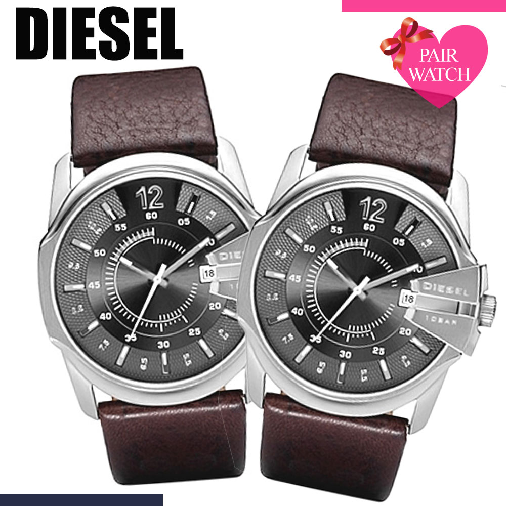 ディーゼル 腕時計（レディース） 【10%OFF 3520円引】[ペア価格]ペアウォッチ ディーゼル DIESEL 腕時計 ディーゼル 時計 マスターチーフ MASTERCHIEF メンズ レディース 人気 ペア 革ベルト レザー ベルト 大きめ カップル 恋人 夫婦 ペアルック 彼氏 彼女 夫婦 記念 結婚 記念日 プレゼント 新生活 母の日