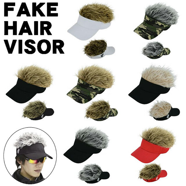 FAKE HAIR VISOR/フェイクヘアーバイザーLITE B-9 ゴルフ サンバイザー おもし ...