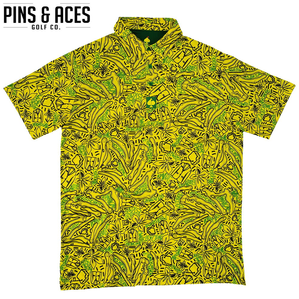 PINS&ACES/ピンズ&エースオーガスタトポ イエロー ポロ Augusta Topo Yellow PA2PLATYポロシャツ ゴルフウェア ウエア メンズ 半袖 メンズ おしゃれ【送料無料】