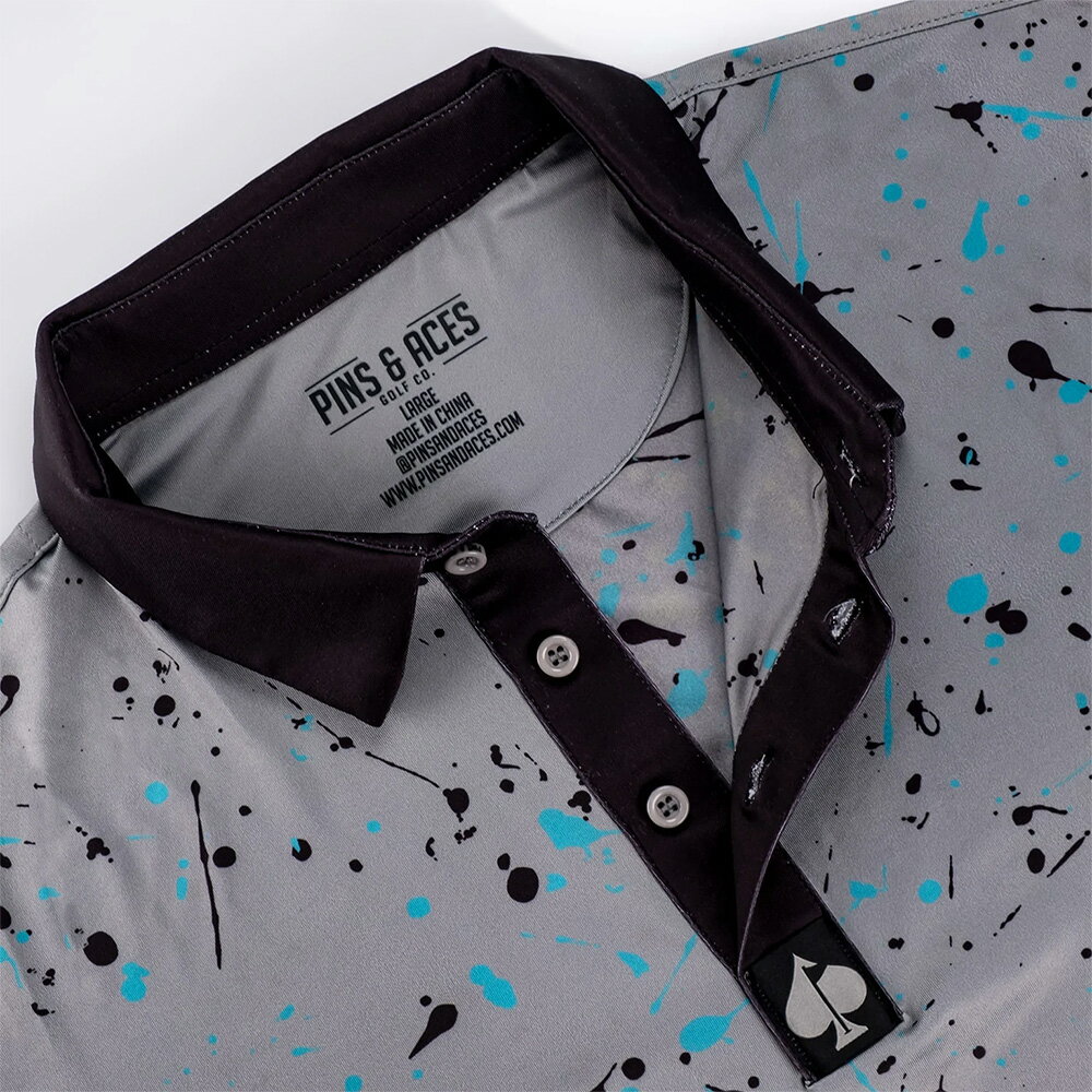 PINS&ACES/ピンズ&エースグレーペイントスプラッター ポロ Gray Paint Splatter PA2PLGPSポロシャツ ゴルフウェア ウエア メンズ 半袖 メンズ おしゃれ【送料無料】