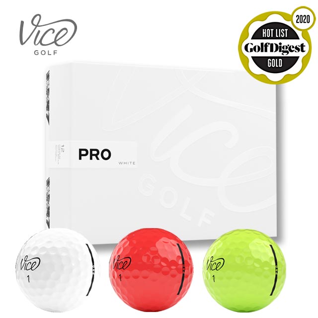 VICE GOLF/ヴァイスゴルフプロ ゴルフボール ホワイト ネオンレッド ネオンライムVGPGB01WH VGPGB01NRD VGPGB01NLM3ピース構造 1ダース 12球入りPRO WHITE NEON RED NEON LIME バイスゴルフ