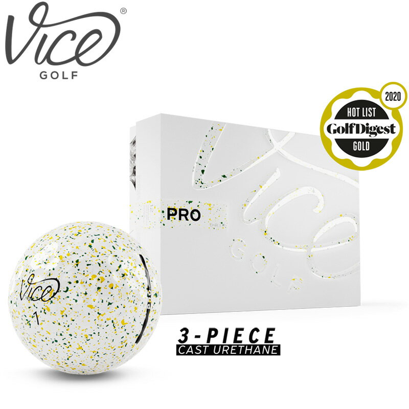 VICE GOLF/ヴァイスゴルフプロ ゴルフボール ドリップ イエロー&グリーン VGPSGB01DYG3ピース構造 PRO DRIP YELLOW & GREEN バイスゴルフUSGA / R＆A 公認球 1ダース 12球入り ペイントボール