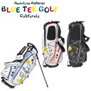 ＼ セット使いがおすすめ ／ BLUE TEE GOLF/ブルーティーゴルフ スマイル＆カートスタンドキャディバッグ ＼ その他のブルーティーゴルフグッズはこちら ／ 商品解説 カリフォルニア州道1号線、パシフィックコーストハイウェイ(PCH)集うアスリート達の ライフスタイルをイメージしてデザインされたブルーティーゴルフ。 本格的でありながらも遊び心を忘れないモノ創りをコンセプトに、機能的かつ スタイリッシュで可愛いスポーツギアをお届けします。 使いやすさにもこだわったキュートなキャディバッグ。 ヘッドカバーとセットでお使いいただけます! ご自分用にはもちろん、プレゼントにもおすすめです! 商品内容 ■型：9型 ■対応長さ：46インチ ■口枠：6分割 ■素材：合成皮革（PU） ■重さ：約3.2kg 注意事項 ■デザイン・パッケージ等は予告なく変更されることがあります。あらかじめご了承ください。 ■商品は姉妹店等でも販売しておりますので、ご注文のタイミングによっては「メーカー取寄せ」または「完売」となってしまっている場合がございます。何卒ご了承下さい。 検索キーワード ゴルフ キャディバッグ ゴルフ 用品 キャラクター おしゃれ キャラクター プレゼント ギフト ゴルフグッズ ゴルフ用品 コンペ景品 コンペ賞品