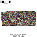 PINS ACES/ピンズ エースフラワーパワー タオル Flower Power Towel pa2twfpゴルフクラブタオル ゴルフタオル プレミアムマイクロファイバー 両面プリント 中央スリット入【メール送料無料】