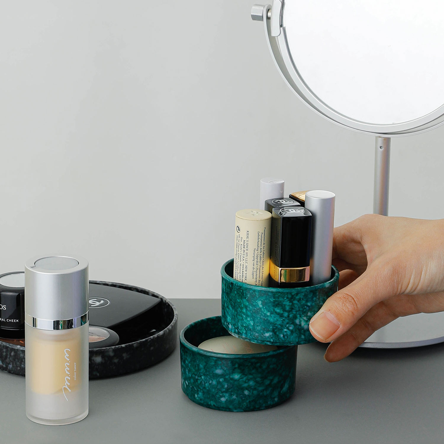 スタッキングトレイ M （マーブル） メラミントレイ トレー 小物入れ 小物置き 机上収納 デスク 整理 キャッシュトレイ 小物トレイ アクセサリートレイ アクセサリートレー 卓上 インテリア