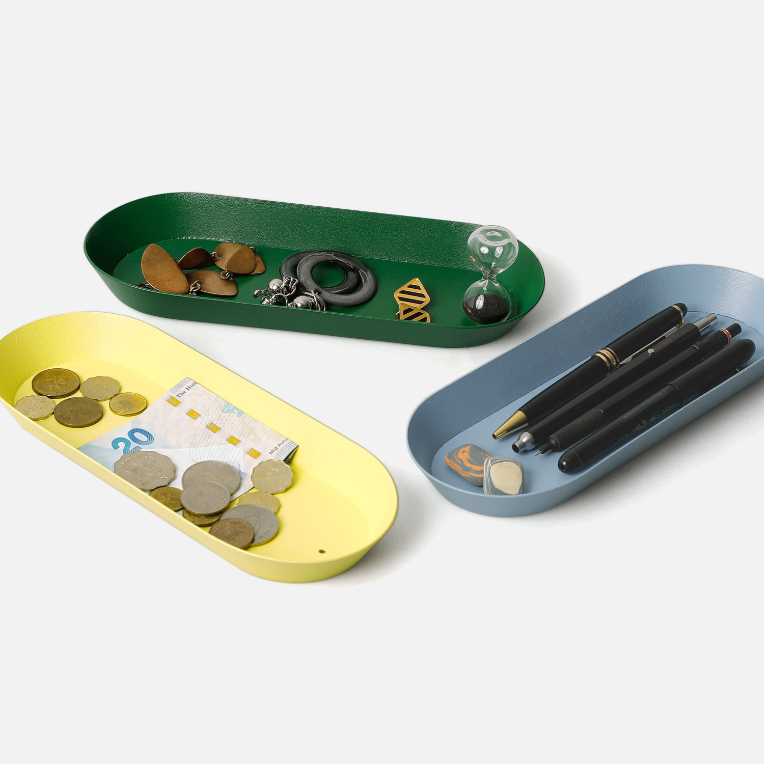 オーバルトレイ（スチール） ペントレイ メモ帳 ペン トレイ デスクトレー 机上収納 デスク 整理 ペン..