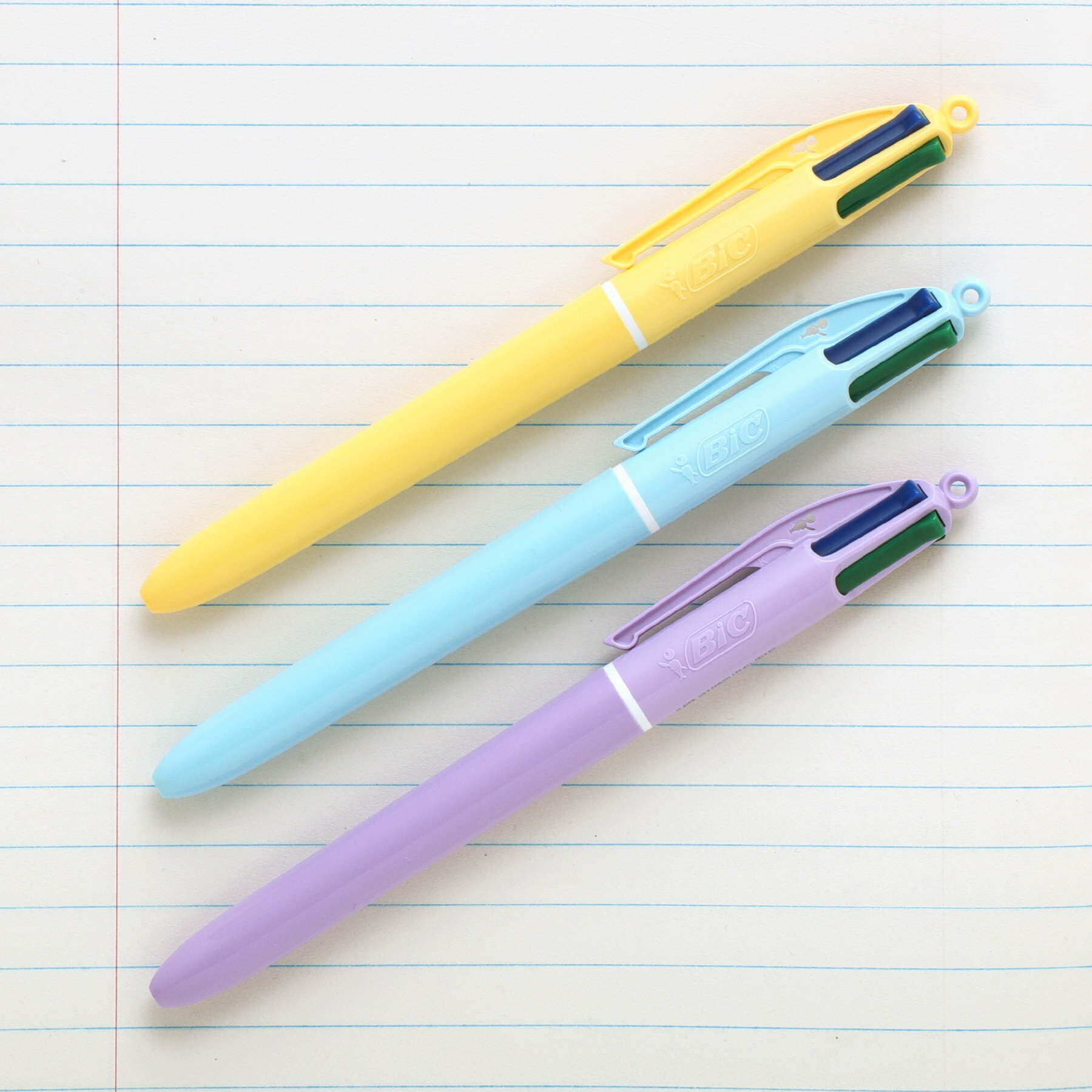 BIC 4色ボールペン パステル1.0 多色ボールペン カラー 油性 黒 赤 青 緑