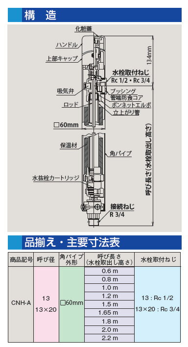 【送料無料】日邦バルブ 水抜水栓柱(不凍水栓柱) イマジナ CNH-A