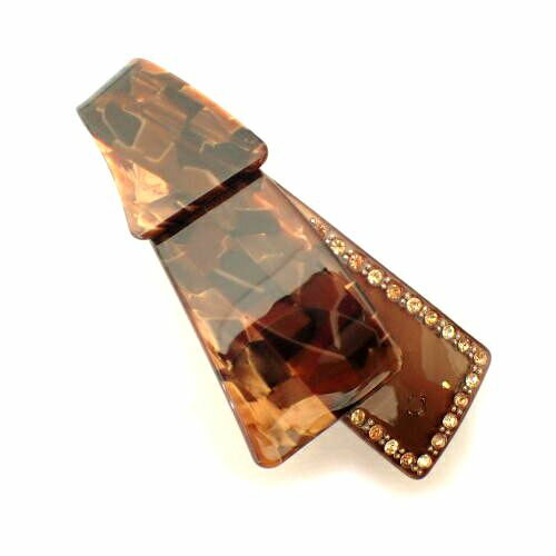 金茶色の石目調アクリルバレッタ【3cm厚メール便対応商品】