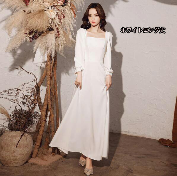 送料無料 ドレス 大人 お呼ばれ 披露宴 宴会 袖付き 長袖 ロングドレス ミモレ丈 ショート丈 ファスナー レディース ママ パーティードレス コンクール イブニングドレス 結婚式 演奏会ドレス ピアノ 発表会 ステージドレス ブラック　　ホワイト XS S M L XL XXL XXXL