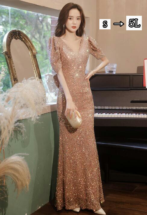 送料無料ドレス大人袖付きロングドレ...