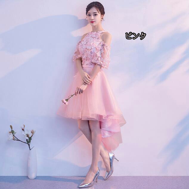 送料無料 ドレス 大人 お呼ばれ 女子会 可愛い袖付きミモレ丈ドレス ファスナー 花柄 エレガントフォーマル レディース ママ パーティードレス コンクール イブニングドレス 結婚式 演奏会ドレス ピアノ 発表会 ステージドレス 宴会 ピンク シャンパン S M L XL XXL