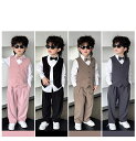 送料無料 ジュニア 男の子 フォーマル 入学式 キッズスーツ 子供 男児 スーツセット キッズ こども 結婚式 発表会 卒園式 卒業式 七五三 お宮参り 長ズボン ベスト 長袖シャツ 七五三 紳士服 パンツセット ブラック 90 100 110 120 130 140 150 160