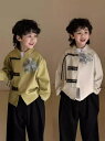 中国風 ジュニア 男の子 フォーマル 入学式 キッズスーツ 子供 男児 花柄スーツセット キッズ こども 結婚式 発表会 卒園式 卒業式 七五三 お宮参り ジャケット長袖シャツ 長ズボン 七五三 紳士服 パンツセット イエロー ベージュ 90 100 110 120 130 140 150 160