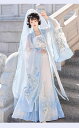 送料無料 高品質 レディース チャイナ服 中華服 漢服 フォーマル 羽織+マキシ丈ワンピース+ストール+インナー ピアノ イベント プリンセス チャイナドレス 森ガール 卒業式 三五七 秋夏 コスチューム 華流コスプレ舞台衣装ハロウィン衣装 4点セット 花柄 刺繍 ブルー S M L