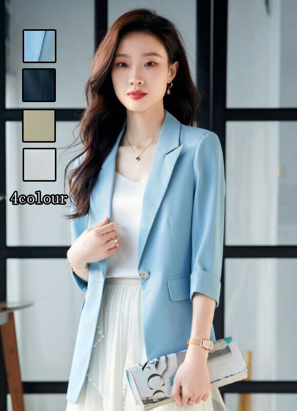 【送料無料 】レディース ファッション【上着のみ】 女性 面接スーツ OL 通勤 7分袖トップス ジャケット フォマール ロングコート カジュアルスーツ 着痩せ...