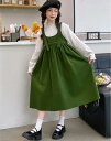 秋冬 送料無料 長袖Tシャツ+ワンピース サロペット 女の子 キッズ コーデュロイ パーカー オールインワン 入学式 オーバーオール ドレス 子ども服 可愛い ...