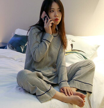 上品 パジャマ 秋冬 レディース ルームウェア ネグリジェ セクシー 20代30代40代 部屋着 寝巻き 大人 寝間着 長袖ニットトップス+7分丈ガウチョパンツ ナイトウェア 姫系 無地 上下セット ランジェリー シンプル2点セット ゆったり 4色選択可!カジュアル 着痩せ