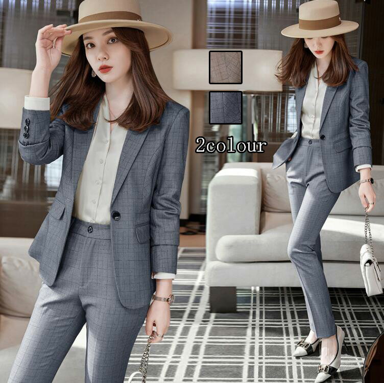 送料無料 洗えるスーツ 着痩せ レディース フォーマル セットアップ 通勤 OL コート ジャケット+パンツ 2点セット ママ 入学式 卒業式 カジュアル パン...