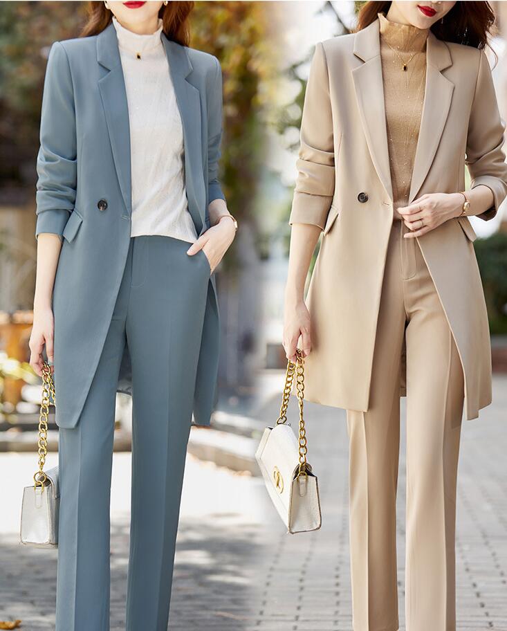 送料無料 長袖ジャケット+パンツ 2点セット ロングコート 二次会 春 秋 冬 フォーマルスーツ 結婚式 フォーマル 就職活動 制服 セットアップ オフィス ビ...