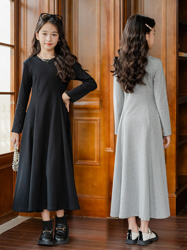 楽天huayu楽天市場店送料無料 子供服長袖ワンピース 子どもドレス お受験 マキシ丈ワンピース 大きい裾 ロング丈ワンピース 子供 スリム ワンピース キッズ 子供服 女の子 子供 ドレス 子供 発表会 キッズ フォーマル シンプルワンピース Aライン120 130 140 150 160 170