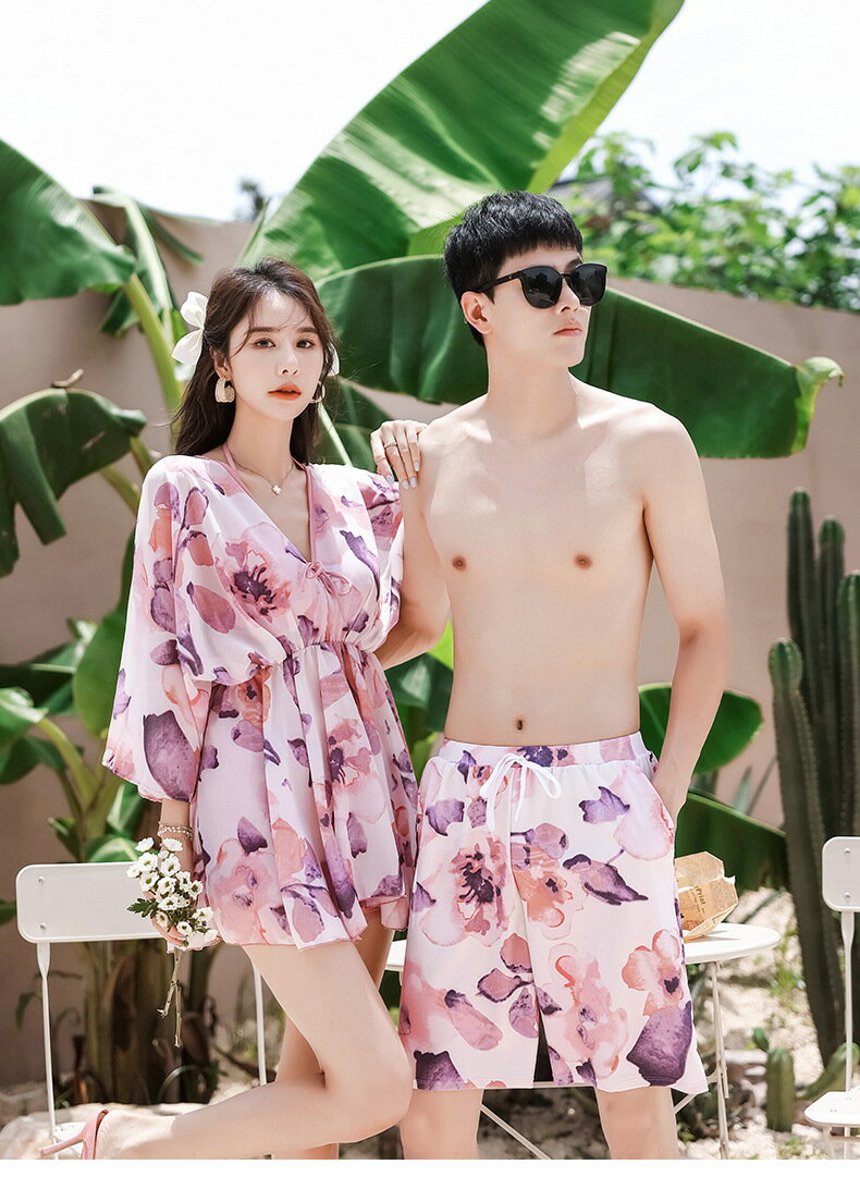 送料無料 カップル水着 ペア 水着 お揃い 体型カバー 水着 レディース メンズ 大人 ママ 水着 メンズ水着 男性用ビーチパンツ みずぎ 男女 温泉 蜜月 海外旅行 新婚旅行 夏水着 着痩せ スイムウエア ビーチウェア 韓国風 温泉 水着 30代 20代 40代 ピンク/グリーン