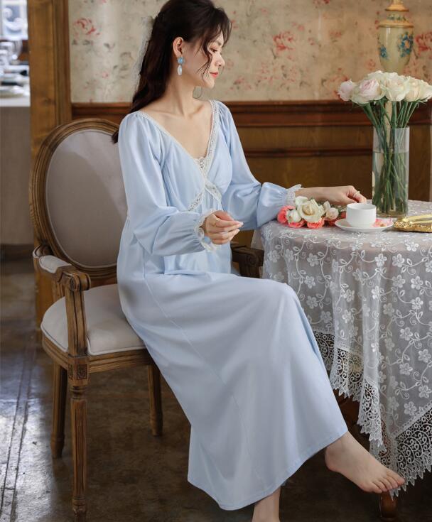 送料無料 品質良い パジャマ 長袖 Vネック 姫系 韓国風 セクシー 女性 春秋 レディース 寝間着 寝巻き ランジェリー 少女 おしゃれ ロマンティック 部屋...