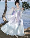 レディース チャイナ服 結婚式 中華服 漢服 フォーマル ロング マキシ丈ワンピース+羽織 ピアノ イベント プリンセス チャイナドレス 森ガール 卒業式 三五七 コスチューム 華流コスプレ舞台衣装 ハロウィン衣装 5点セット 刺繍 ピンク&緑 青&紫 シフォン グラデーション(3)