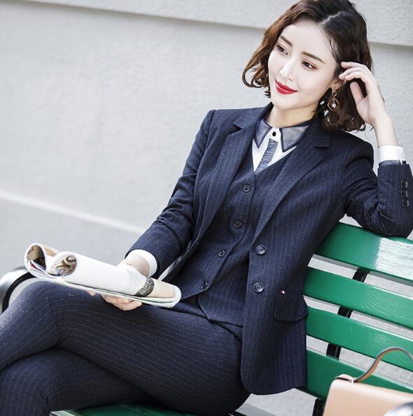 送料無料 洗えるスーツ「ビジネス」3点セットスーツ ビジネス 長袖ジャケット+パンツ/スカート+ベスト フォーマル 通勤 OL オフィス 制服 春秋着 着痩せ ...