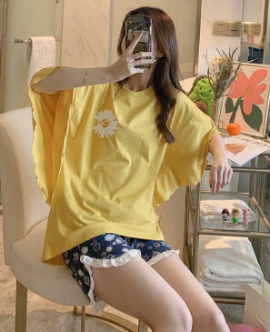 「セクシー★パジャマセット」パジャマ 春夏 レディース 2点セット セットアップ 上下セット ルームウェア レディース 部屋着 ナイトウェア 寝巻き ランジェリー トップス+パンツ ボーダー M/L/XL/2XL 可愛い 五分袖 花柄付き パジャマ 短パンツ 2色選択可!