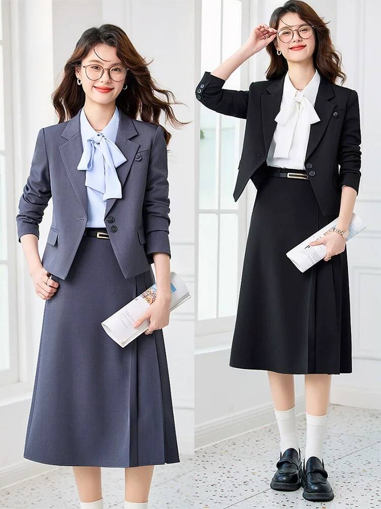 送料無料 セットアップ レディース きれいめ 卒業式 ママ スカートスーツ ビジネス セレモニースーツ ジャケットロング丈スカート シャツ 2点セット 女性 オ...
