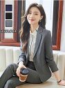 送料無料 女性スーツ 3点セット「ジャケット+パンツ+長袖シャツ」 就職 レディース 面接 ビジネス 制服 OL 通勤スーツ 着痩せ カジュアル パンツスーツ ...