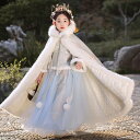 超可愛いチャイナ服 キッズ 結婚式 子供服 女の子中華服 フォーマル トップス+コート+マキシ丈スカート ピアノ 発表会 イベント プリンセス チャイナドレス 森ガール 卒業式 三五七 入学式ジュニア 子どもドレス 秋冬マント ロング丈 コスチューム ブルー 厚手花柄 110~160cm