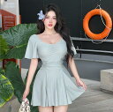 レディース 送料無料★ ワンピース温泉水着 新作 大きいサイズ Size:XL~5XL スクエアネック 体型カバー 可愛い キレイめ 水着 大人気 ビーチ 水着 韓国風 オシャレ セクシー リゾート お嬢様 ママ水着 セクシー 女性 みずぎ サスペンダー 学生 ビキニ 20代30代(4)