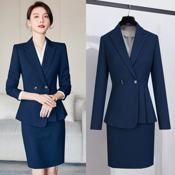 送料無料★レディース ファッション ストライプ柄 3点セット【上着+シャツ+パンツ/スカート】 長袖 カジュアルスーツ 美容師 結婚式 上品 パンツセット 洗えるスーツ 着痩せ フォーマル オフィス 通勤 OL ビジネス 30代40代50代 ママ 入学式 卒業式 Size：S/M/L/XL/2XL/3XL